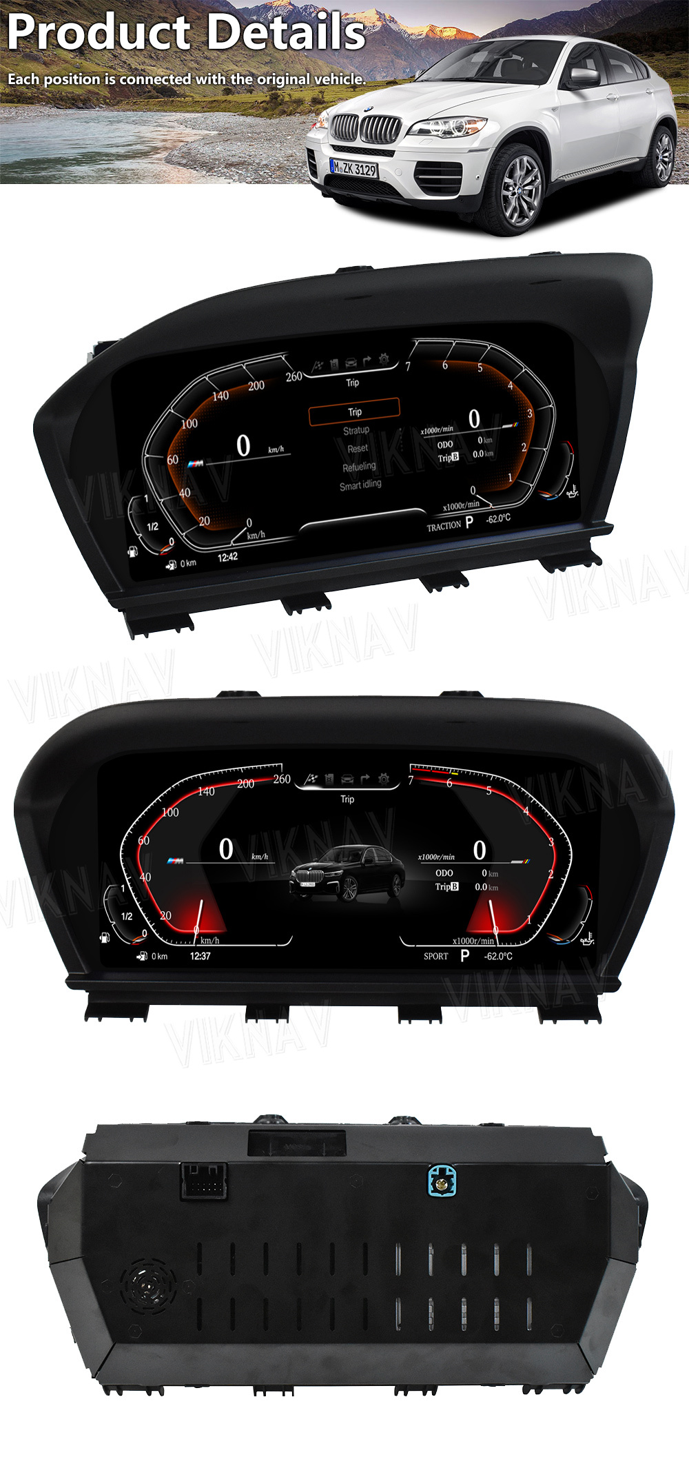 Viknav For BMW X1 X2 1Series 2Series (2013-2022) 12.3 inch instrument cluster replacement linux digital gauge screen