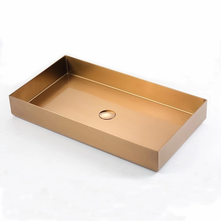 Fashion Retangular Bathroom Sinks Over Mounted Brushed Surface Treatment