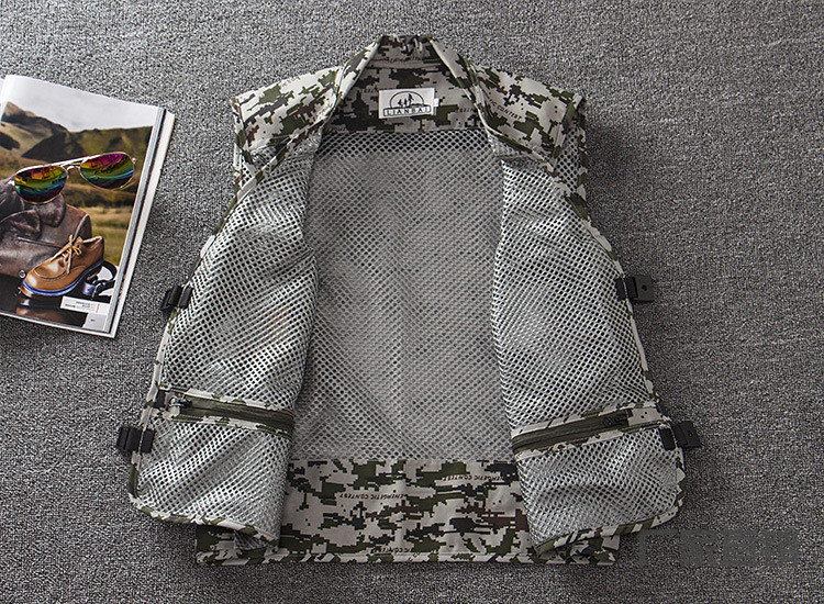 Hot Sale Outdoor Men's Photography Vest Camouflage Utility Mesh Vest Multi-pocket Fishing Men Leisure Mesh Vest