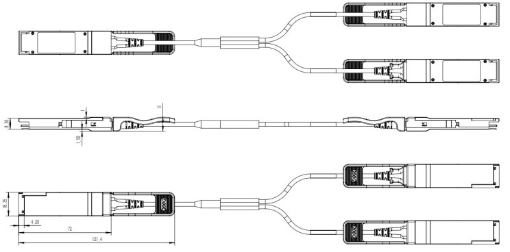 200G QSFP56 To QSFP56 2*100G Active Optical Cable PAM4 AOC Infiniband Support