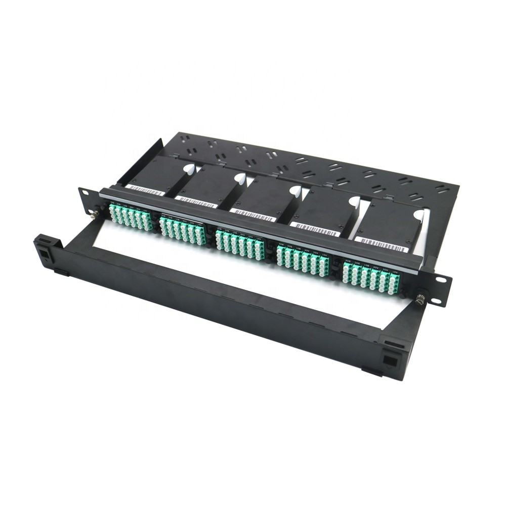 Om3 Om4 Quad LC Adapter MPO Cassette Rack Mount Patch Panel