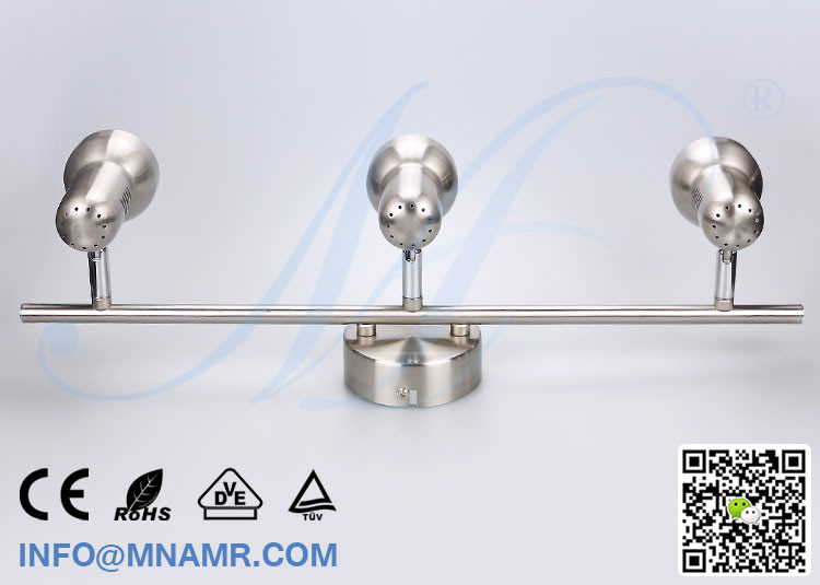 3 Outlets Spot Light Ceiling Bar Light Chrome Come With AC220V 3X5W GU10 LED Lamp