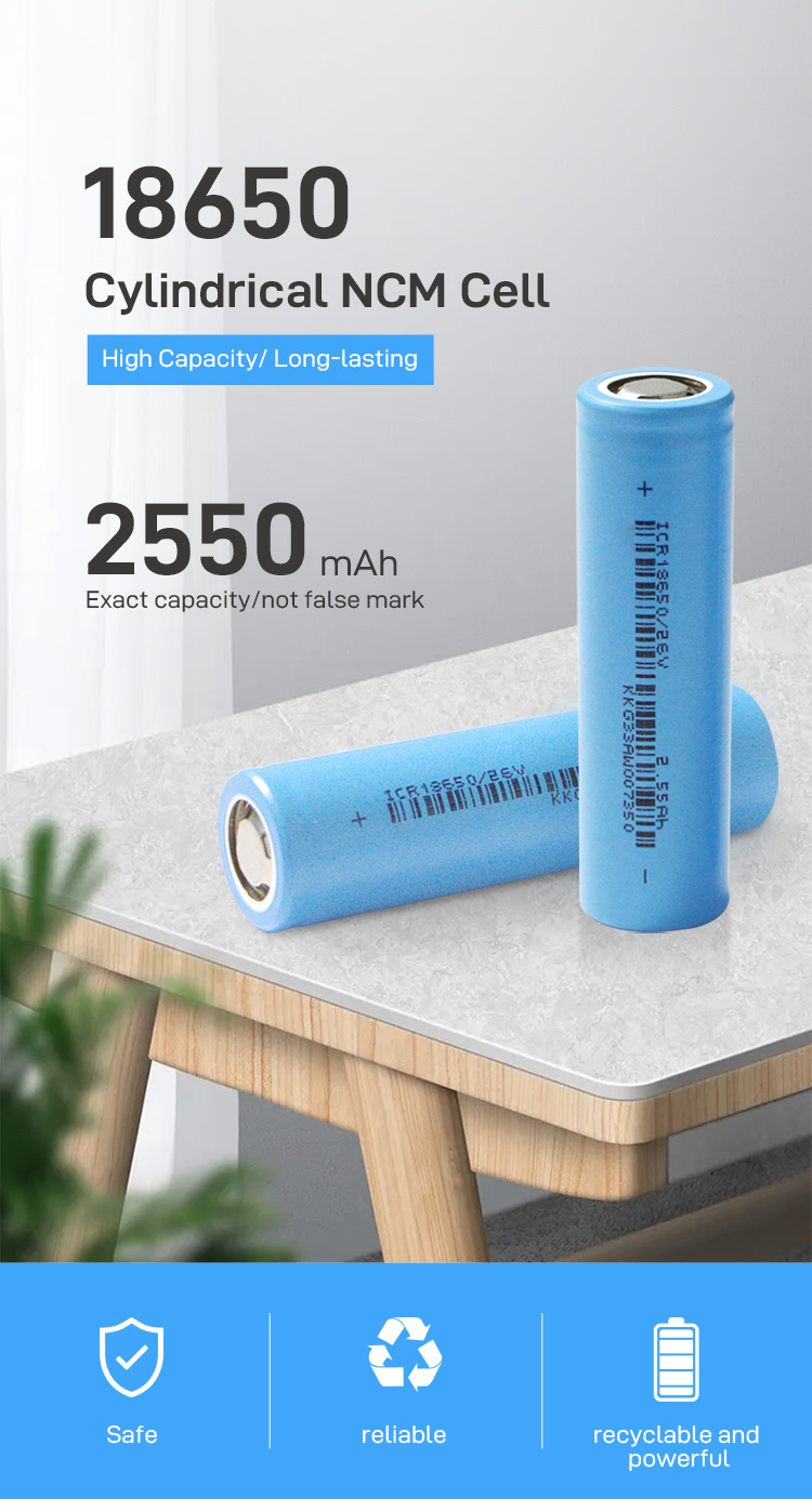 2550mAh 3.6V Lithium Battery Cell Home Lithium 18650 Rechargeable Battery