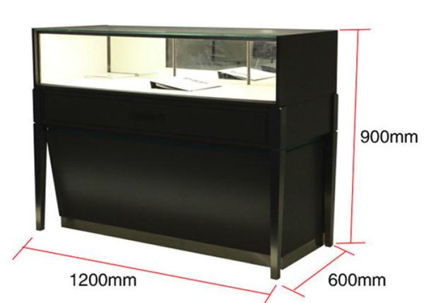 Brush Stainless Steel Retail Glass Display Cabinets , Matte Black Jewelry