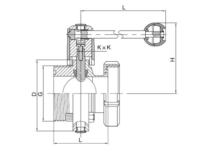 Dimension of Sanitary Threaded x Nut Butterfly Valve – DS Series