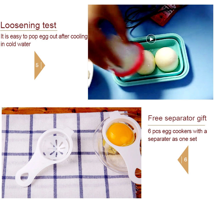 6Pcs Egg Cooker Silicone Household Products Hard Boiled Egg Silicone Cups