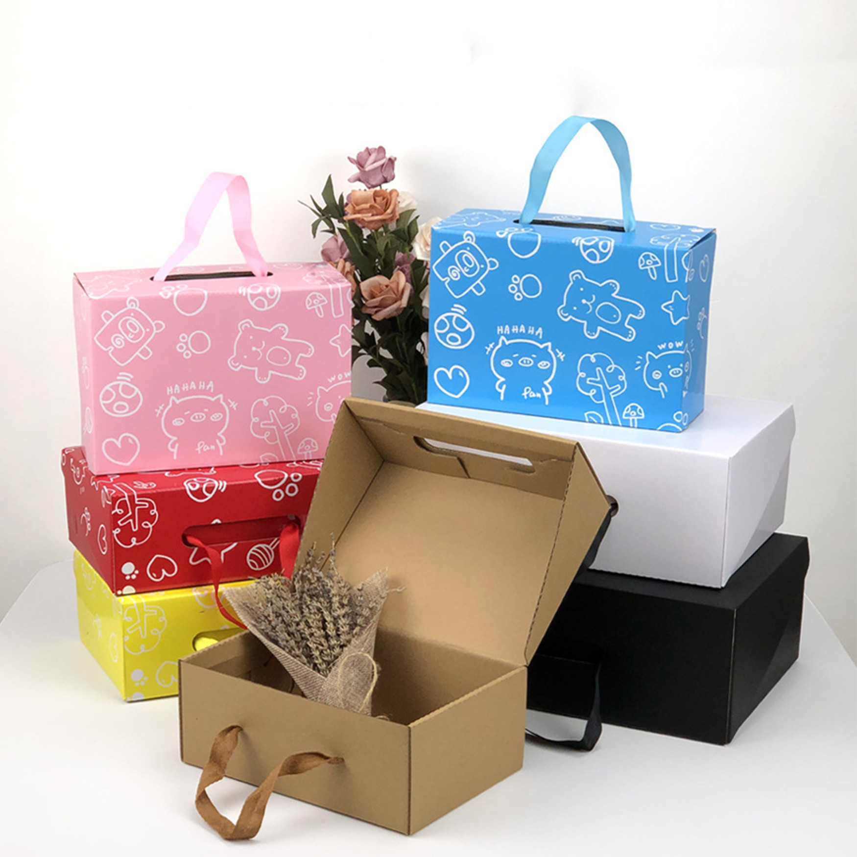 Luxury Custom Printing Packaging Paper Gift Box Handle Corrugated Box