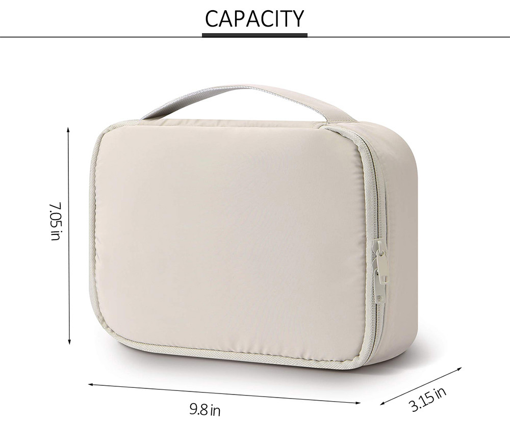 Large Capacity Two Way Zipper Closure Polyester Cosmetic Bag