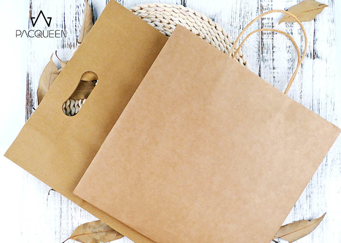 Block Bottom White Paper Food Bags With Handles Durable Sturdy