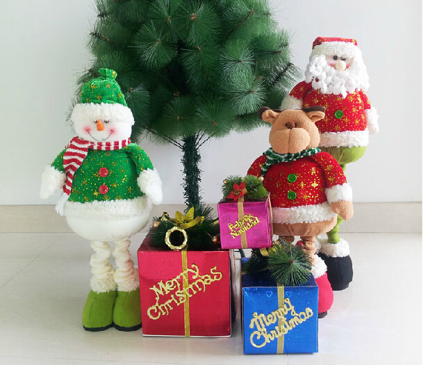 Stuffed Reindeer Snowman Doll Christmas Plush Toys With Streaching Leg
