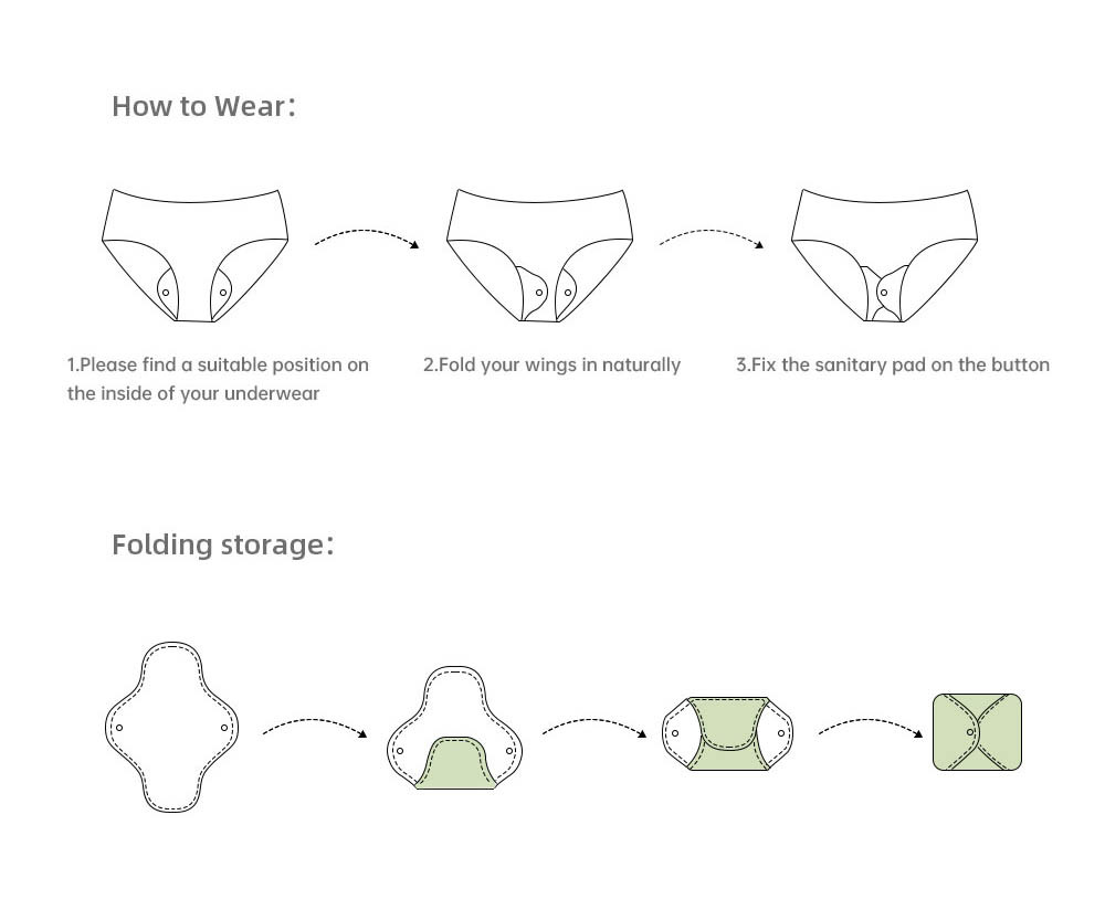 Bamboo Charcoal Reusable Sanitary Pads For Heavy Flow Menstrual Pads Washable