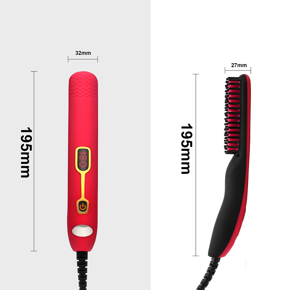 6 Adjustable Temperature 19W Beard Straightener Brush