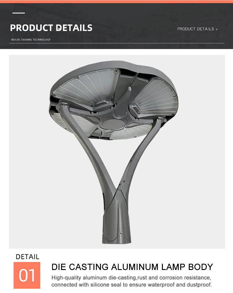 Garden Lamp 30W 3000-6000K IP65 600*600*520MM 5.8KG 140-76MM 3-6M