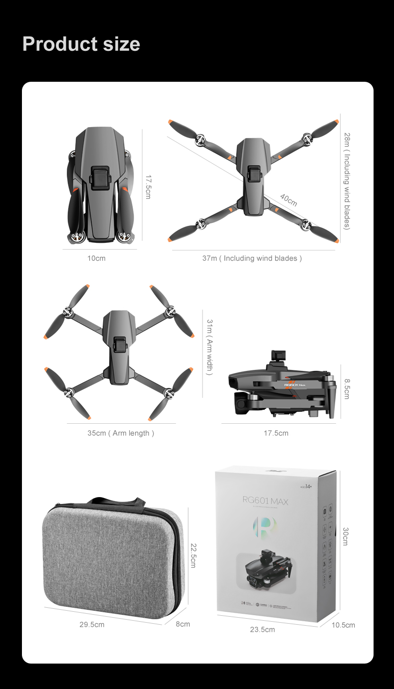 Professional RC Quadcopter Original Rg601 Max 5G GPS Drone with Dual 4K HD Camera and Optical Flow