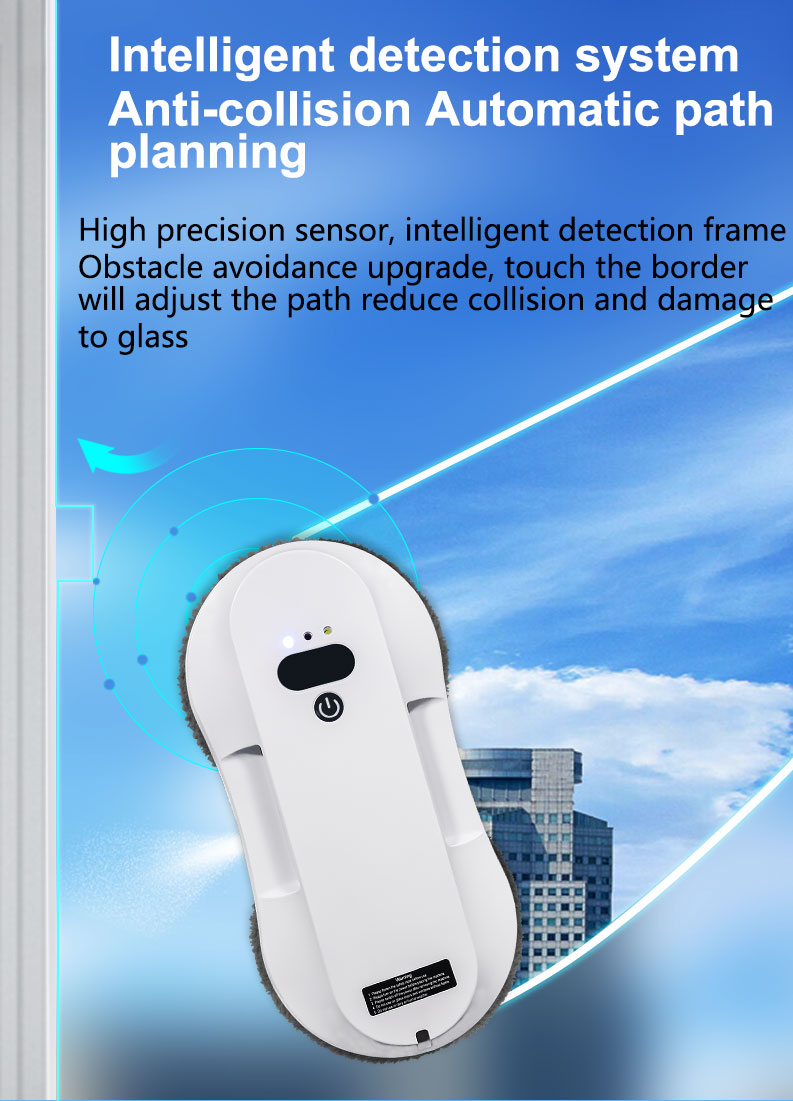 80W Electric Window Cleaner Robot Vacuum Cleaner with 2.4G Wifi Blue Tooth Tuya App Control