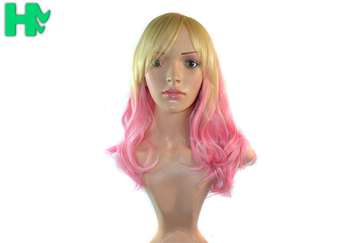 24 Inch Party Cute Blonde Cosplay Wig / Synthetic Human Hair Wigs for Women