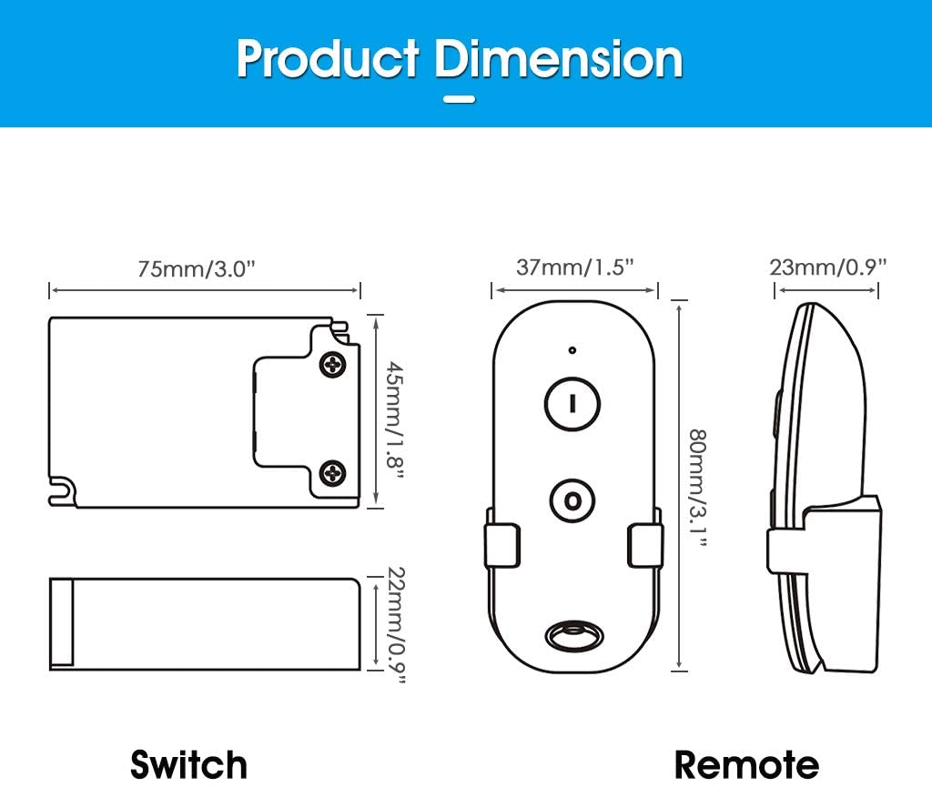 500W 1000W Remote Control Appliance Switch Durable For Pool Light