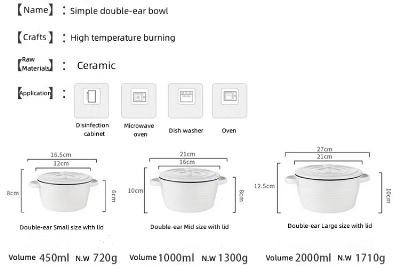 Household Porcelain Ceramic Oven Bowl Nordic Style For Soup Salad Dessert
