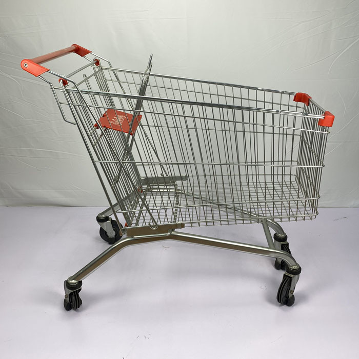 Warehouse Supermarket Zinc Metal Shopping Cart 210L European Style