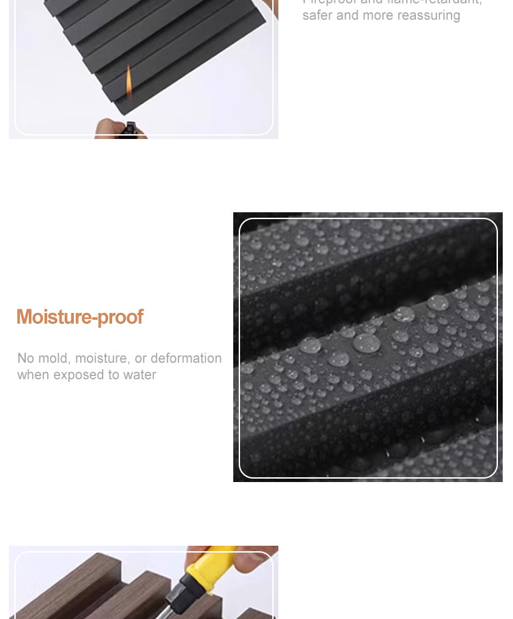 Interior Decorative WPC Wall Panels 3D Solid Wood Grill Panel