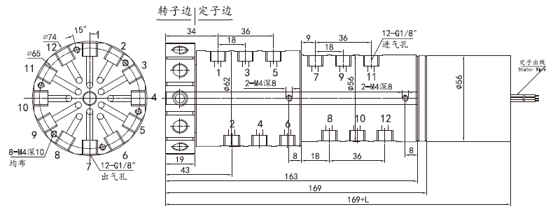 12 Passage Electrical Pneumatic Swivel Joint 360° Rotating