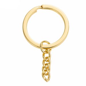 Buy cheap 25mm Custom Flat Split Ring Gold Key Rings With Chain product