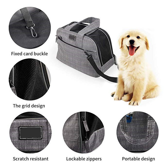 Polyester / Canvas Puppy Airline Carrier Bag , Soft Sided Dog Crates Airline Approved