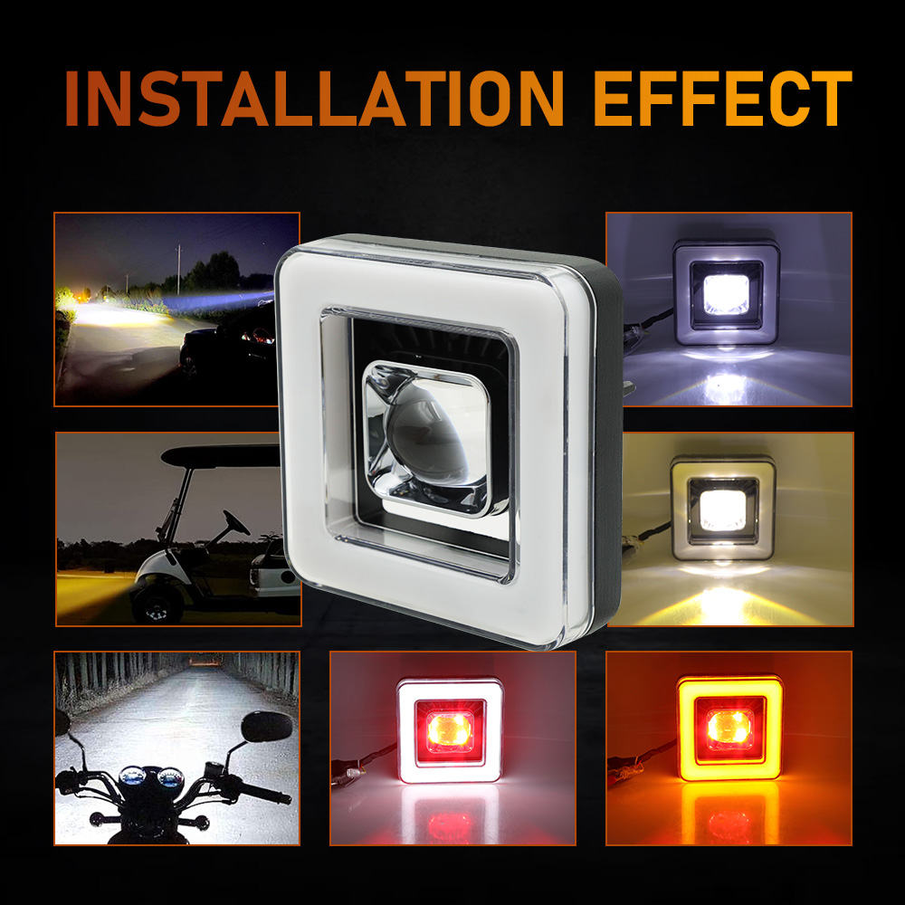 Square Design 4.5 Inch Yellow White 24V Universal Motorcycle Spotlight