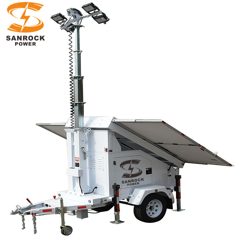 Emergency Situations Mobile Solar Light Tower Portable Industrial Light Towers 1481m2 Area