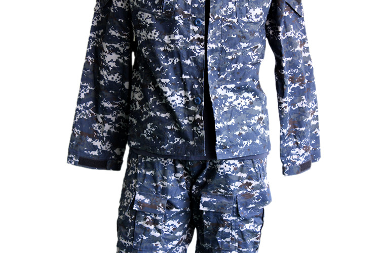 Blue Camouflage Twill Fabric BDU Military Uniform 3 Piece Set For Kuwait Army