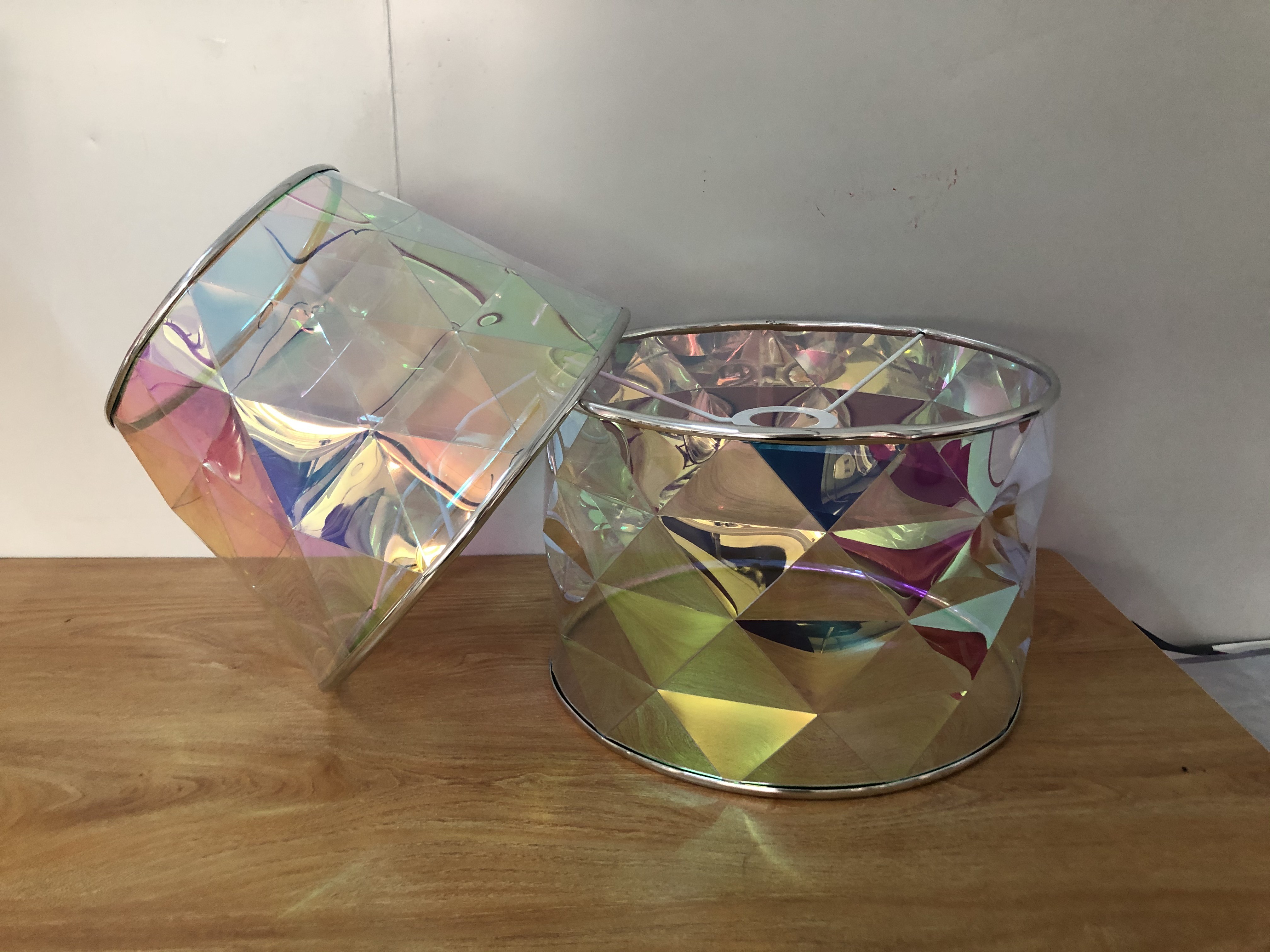 Polypropylene Drum Iridescent Lamp Shade Dia 300mm Multi Color
