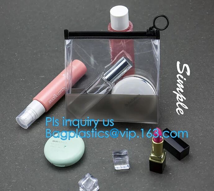 reusable premium quality slider zipper cosmetic toothbrush pvc bags, Custom logo pvc frosted vinyl slider zipper bag