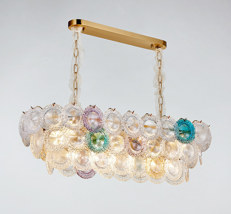Soft Brightness Colorful Glass Disc Pendant Lights E14 AC 110 - 250V