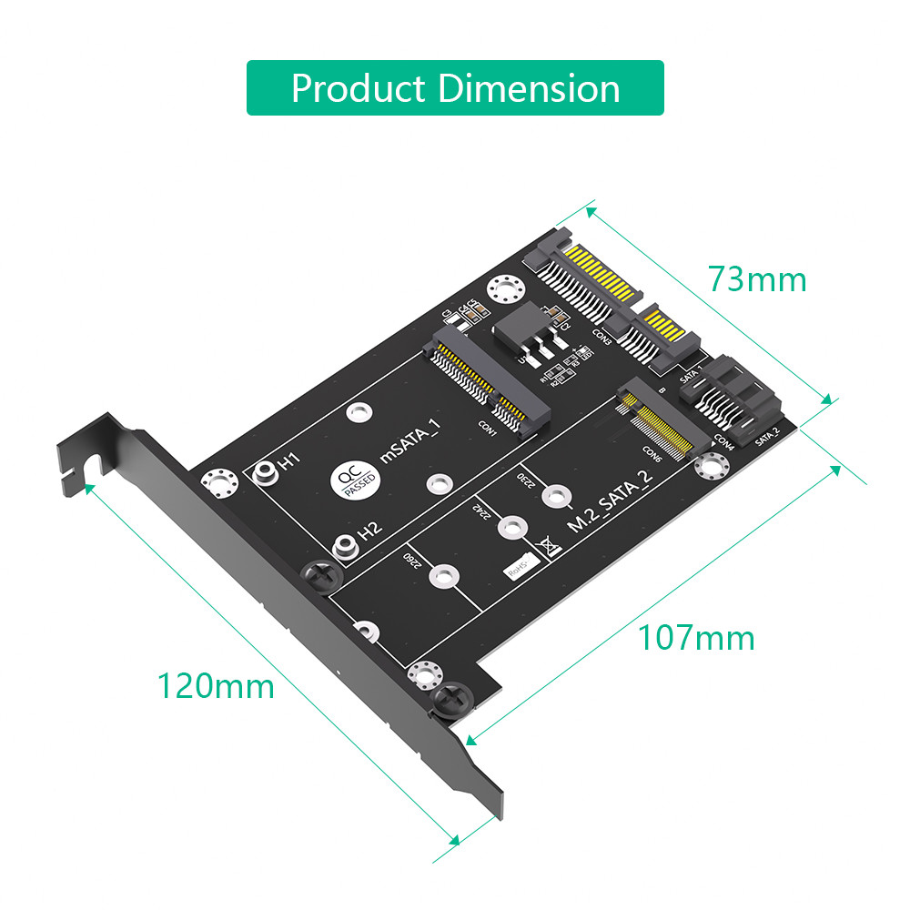 2 In 1 MSATA / M.2 NGFF SSD To Dual SATA3 Converter Adapter Card With Full Height Profile Bracket