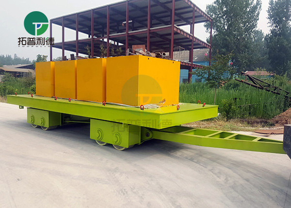 120T Forklift Towing Rubber Wheel Unpowered Steerable Transfer Trolley For Workshop Handling