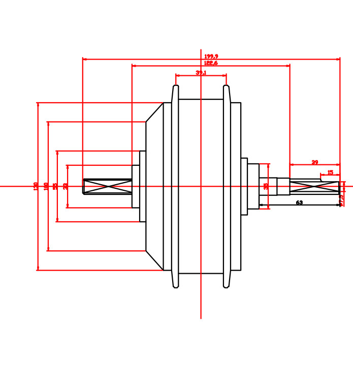 48 Volt Small Brushless Dc Electric Motor High Torque 175mm Drop Out