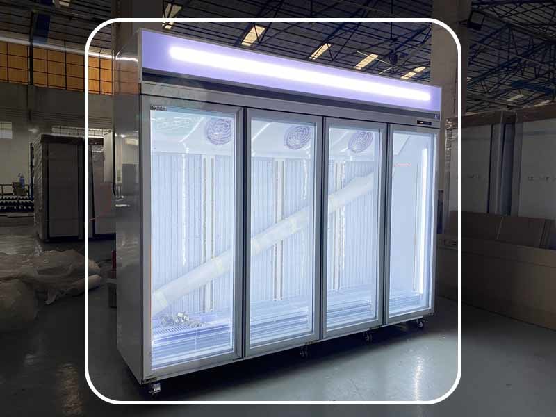 Commercial 4 Glass Door Vertical Cooler Refrigerator Showcase
