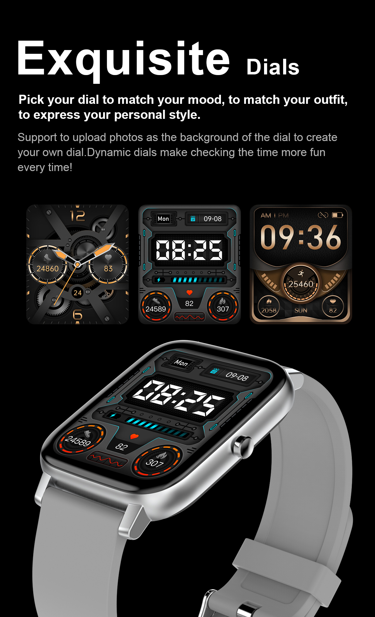 Touch Screen BT Smart Watch Band Eco-Friendly Material Heart Rate Tracker Sport Smart Watches Body Temperature Monitor