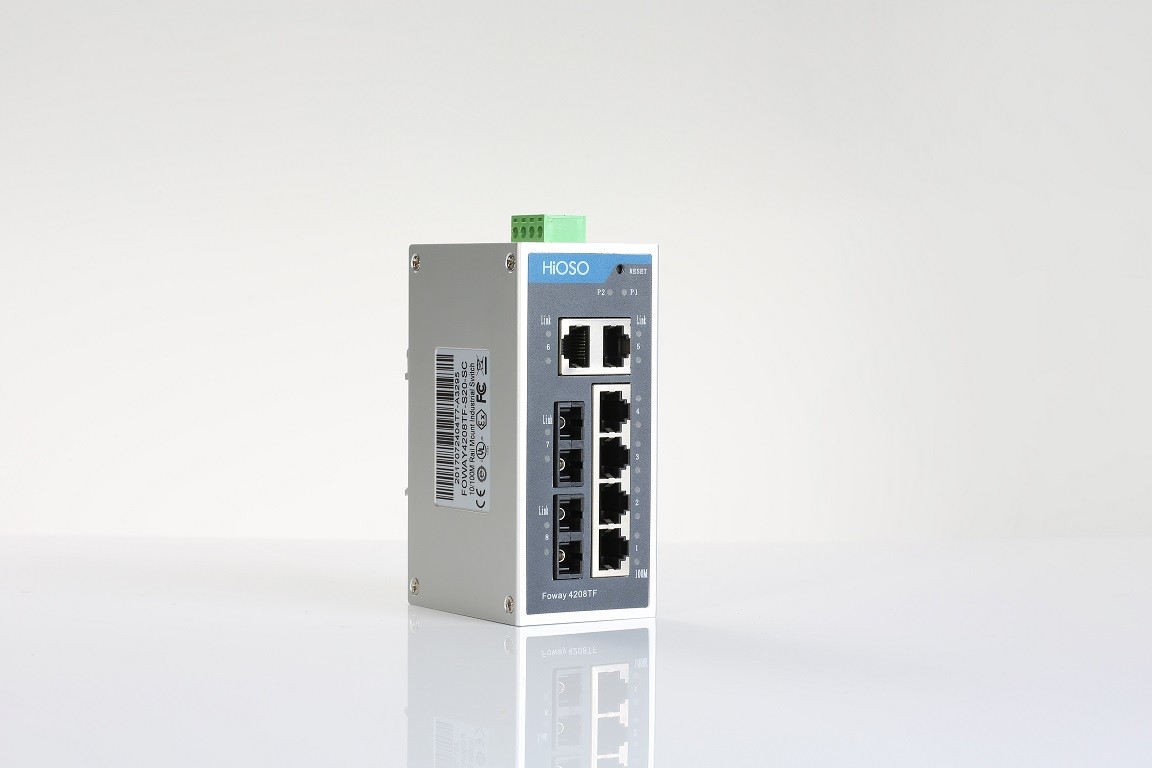 120km Transmission 6 10/100M RJ4 2 100M FX Din Rail Ethernet Switch 8 Ports