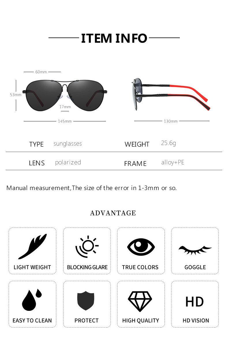 Memory Metal Frame Polarized Sunglasses Fashion Spring Leg Stylish