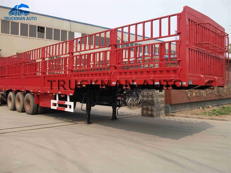 Heavy duty 60 Tons Fence Semi Trailer ABS System For Bulk Cargo Transport