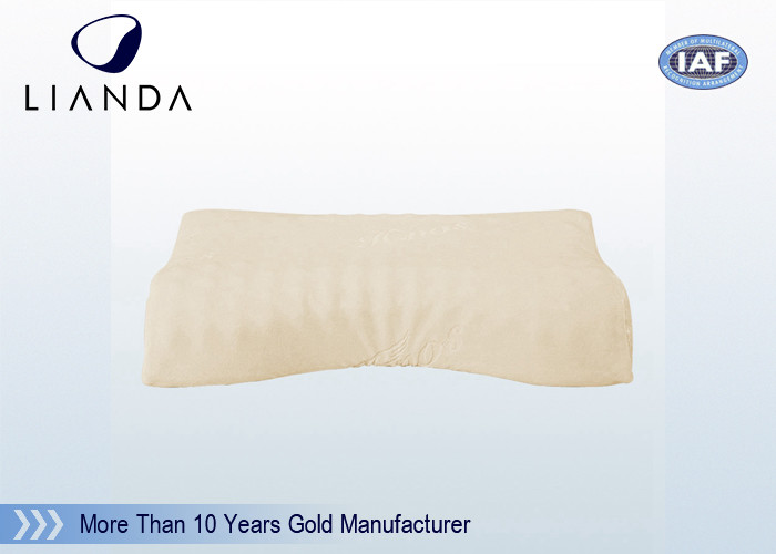 Good Night Memory Foam Pillow With Wavy Humps Visco Elastic Core And Beige Velour Cover