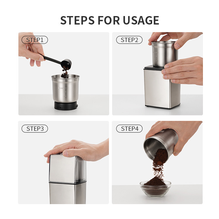 Silver Espresso Rechargeable Coffee Grinder Wet And Dry Portable