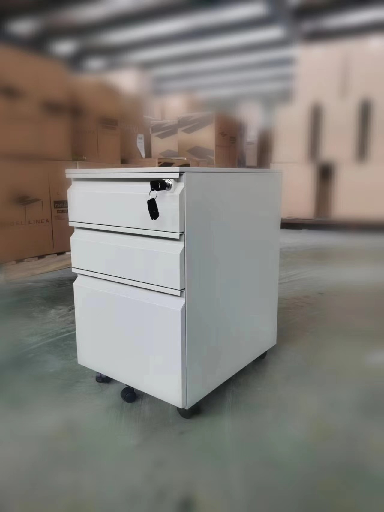 Goose Neck 3 Drawer Mobile Pedestal Cabinet RAL Color