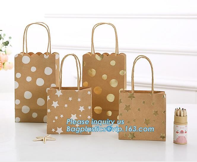 Custom Printed Accept Wholesale Stock White Brown Kraft Paper Shopping Bag With Handle No Minimum, carrier handle bags