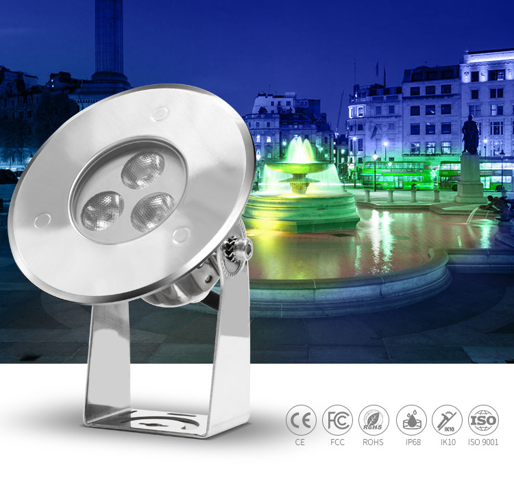 Muti Color 5W Led Underwater Fountain Lights , Led Inground Pool Lights DMX512 24V