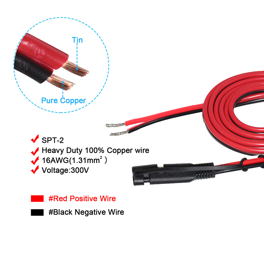 STP-2 18/16AWG SAE To Tinned Stripped Solar Power Cable 12V