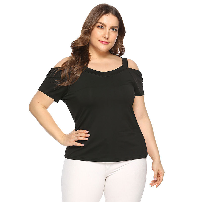 Ready to Ship In Stock Fast Dispatch Hot Selling Women Plus Size Short Sleeve Off The Shoulder Blouses T shirt