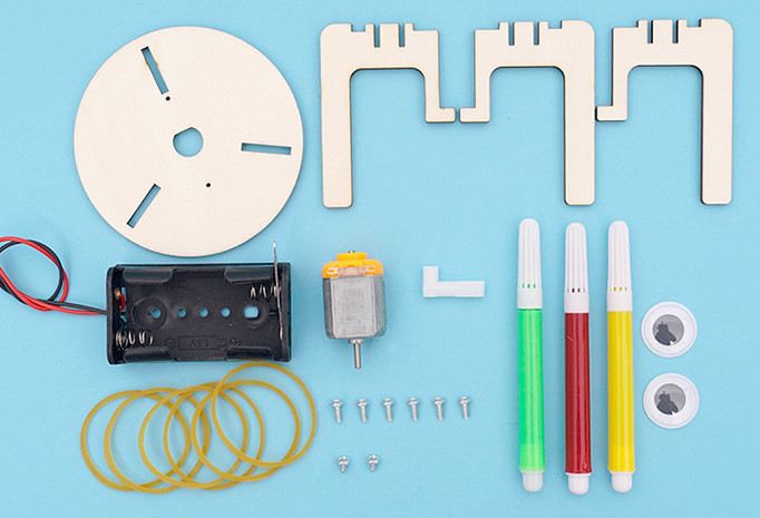 Kids Scientific DIY Toys Wooden Color Smart Graffiti Doodling Robots Easy Assembly for STEM physics Education OEM ODM