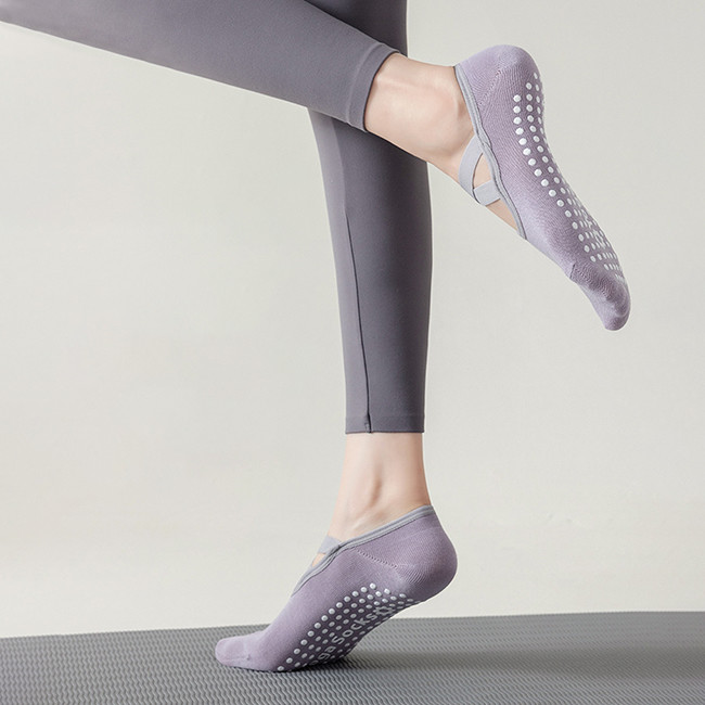 Sports Plain Non Slip Yoga Socks Backless Yoga Pilates Socks With Grips